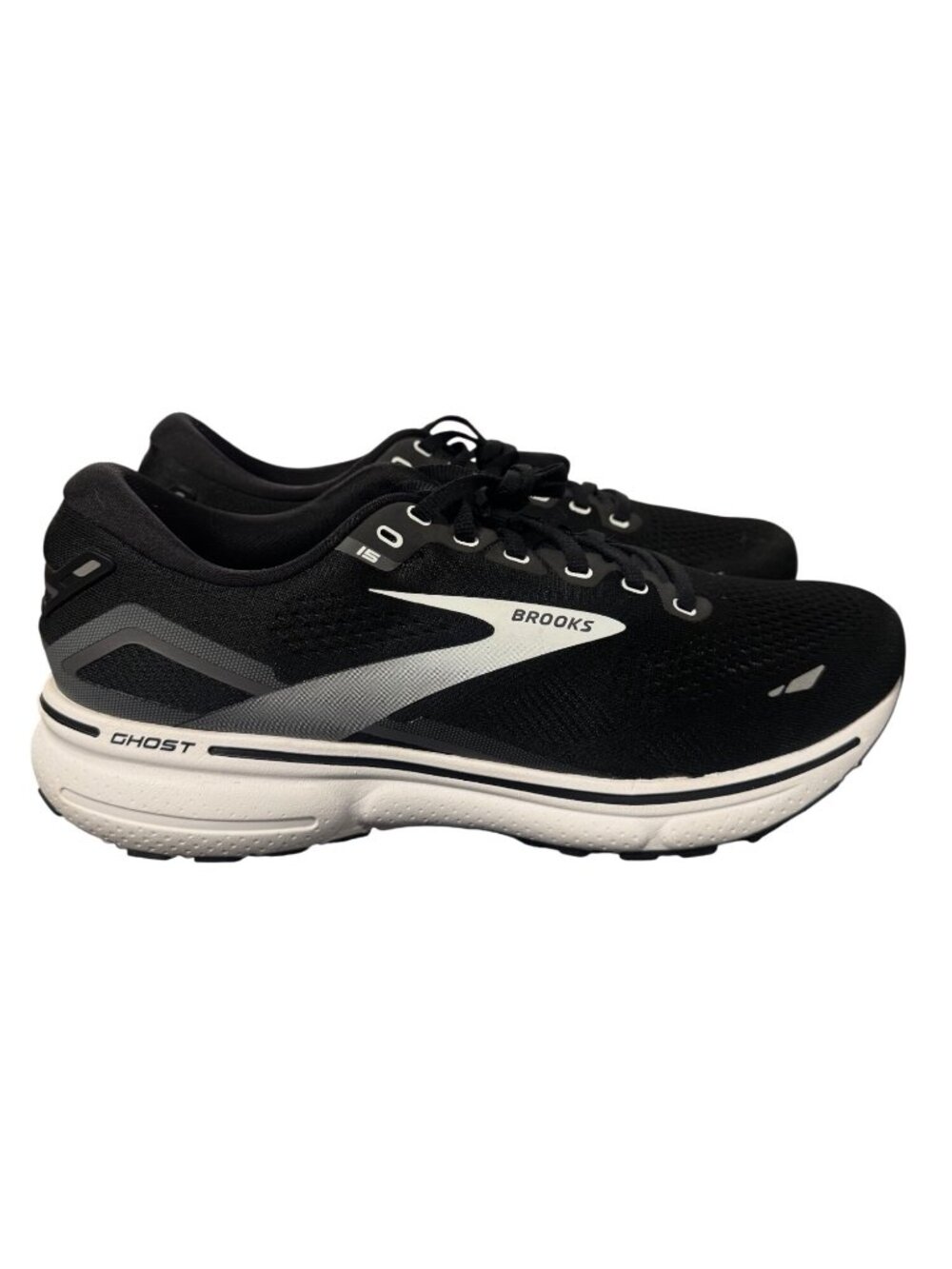 Brooks Ghost 15 Mens Running Shoes Black/White Size 10 Medium Lightweight